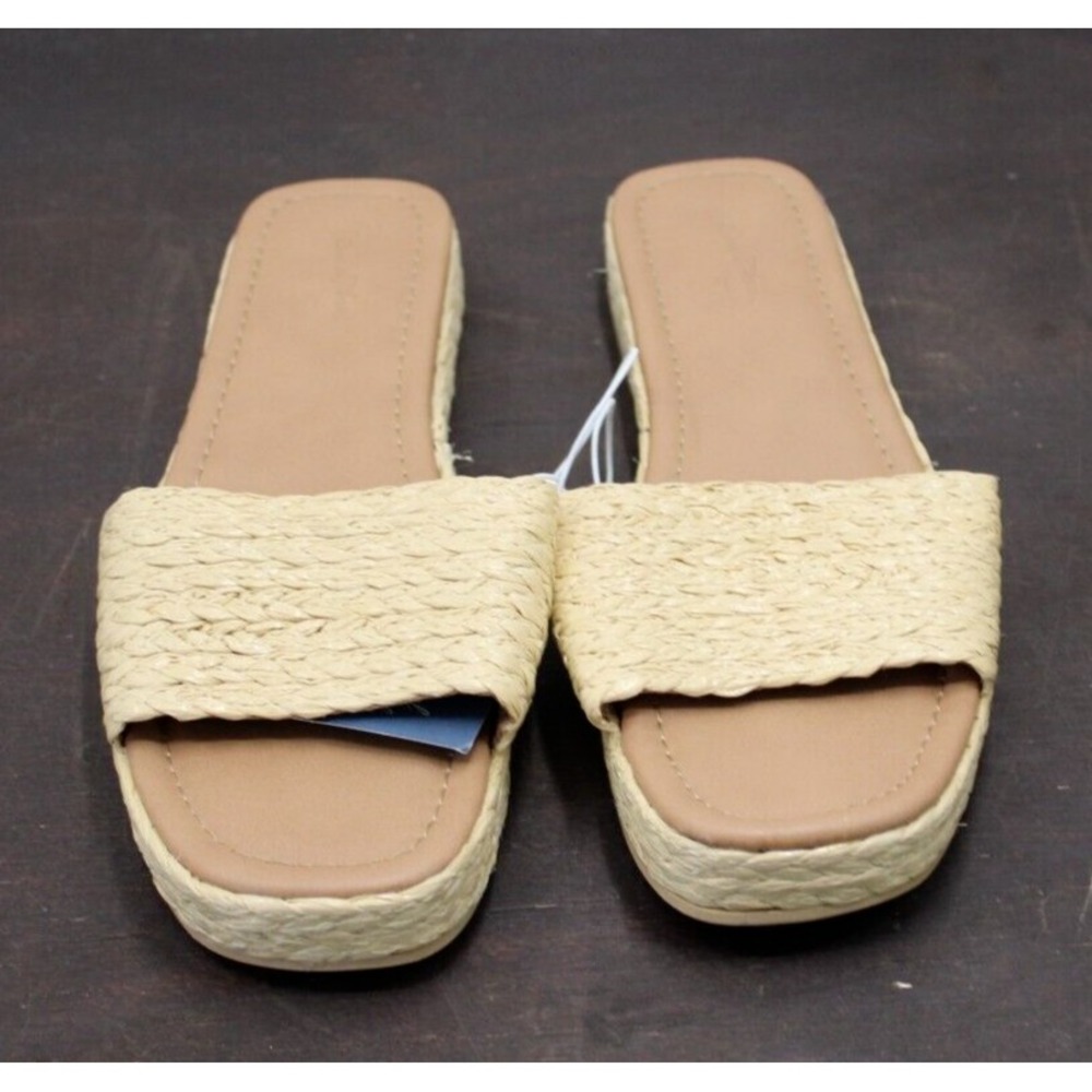 Universal Thread Womens Slide Sandals Espadrille Style Raffia Band Tan Size 8‎